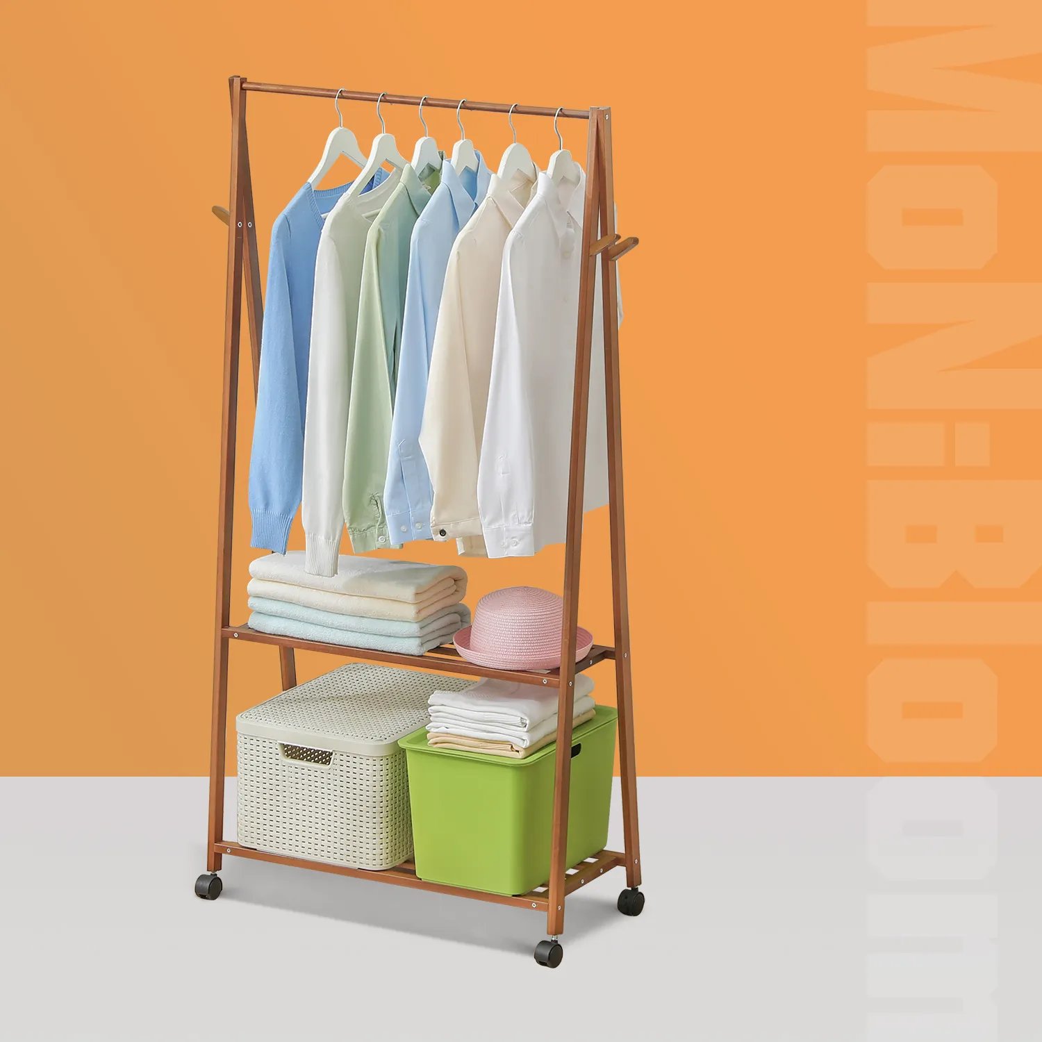 Sliding A-Frame Rack Clothes Organizer - Brown