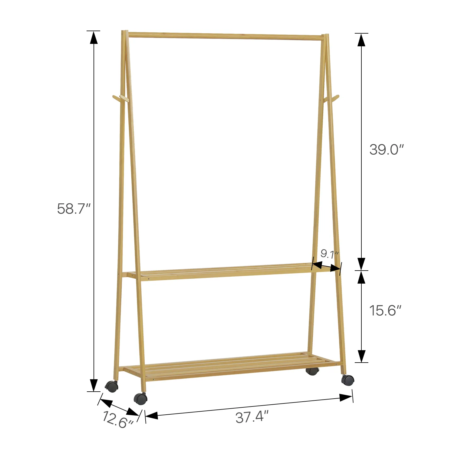 Sliding A-Frame Rack Clothes Organizer - Natural