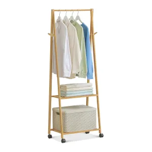 Sliding A-Frame Rack Clothes Organizer - Natural