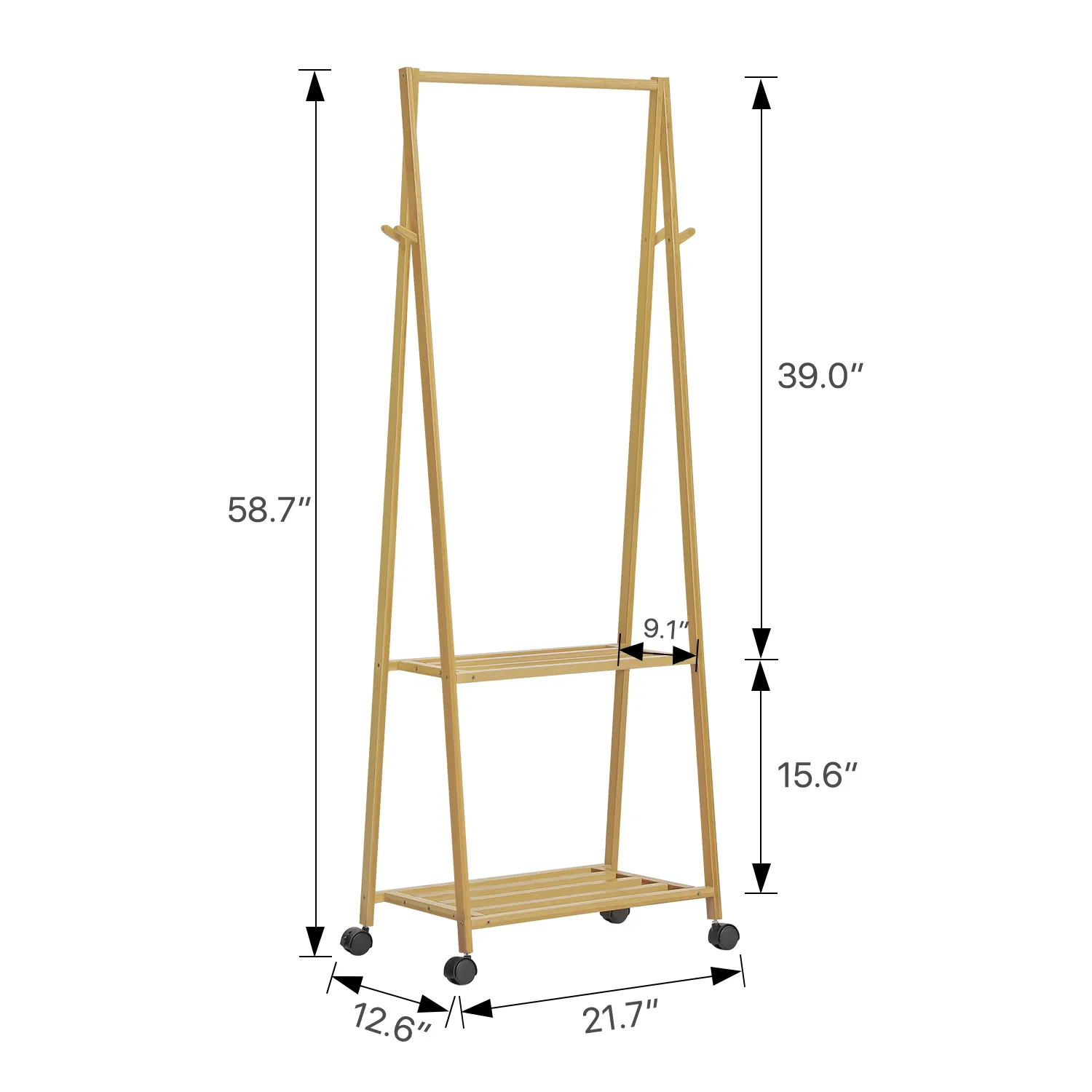 Sliding A-Frame Rack Clothes Organizer - Natural