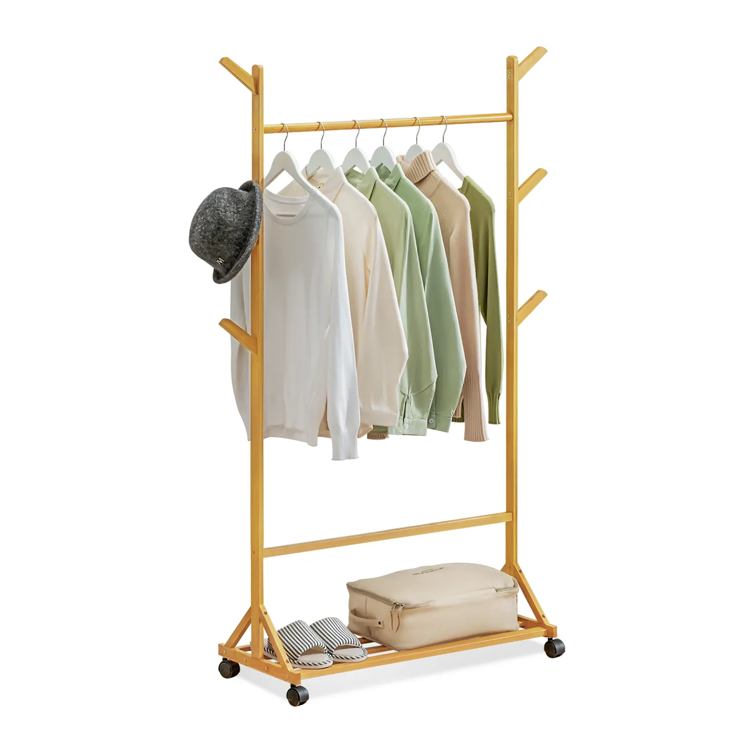 Sliding Garment Clothes Rack - Equal Top - Natural