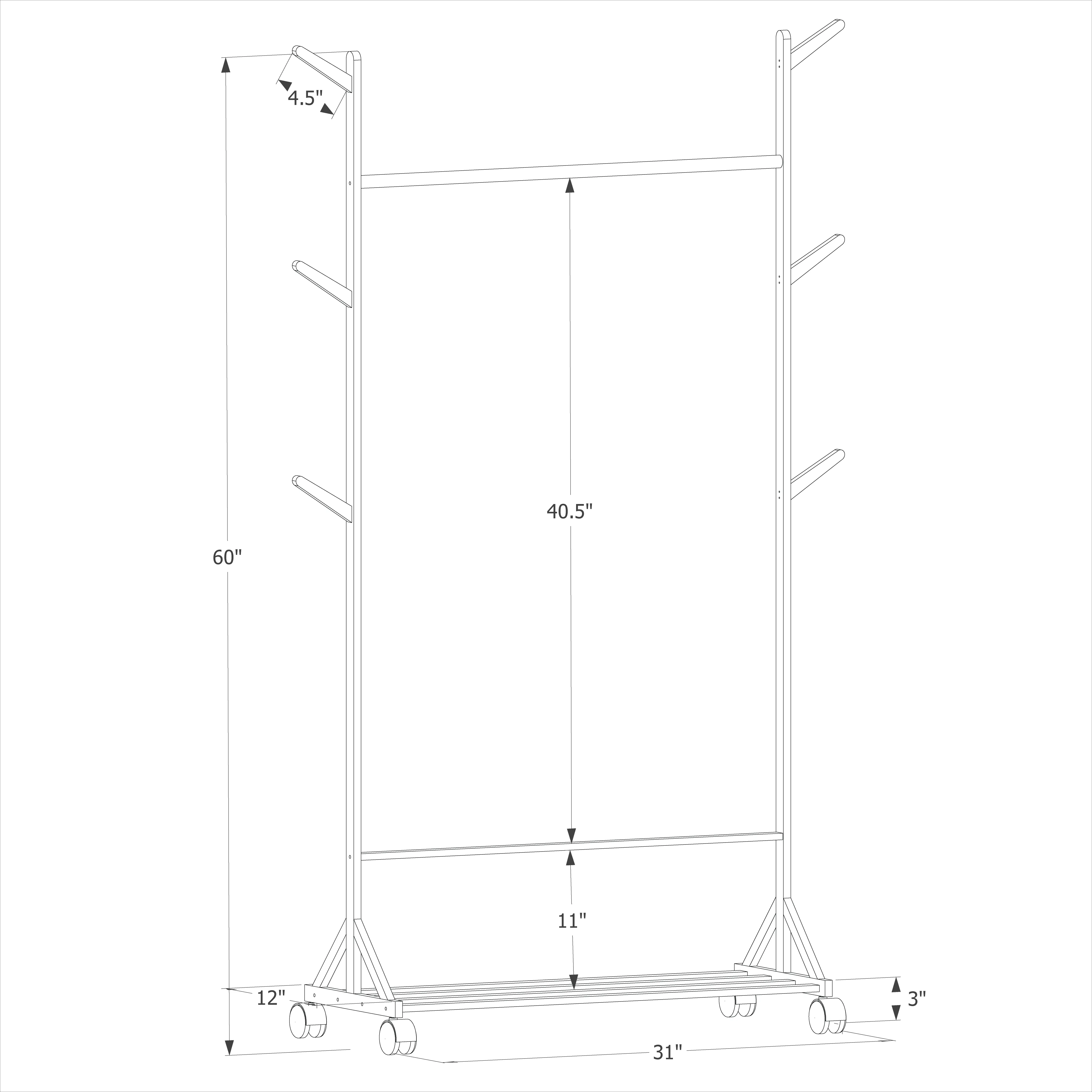 Sliding Garment Clothes Rack - Equal Top - Natural