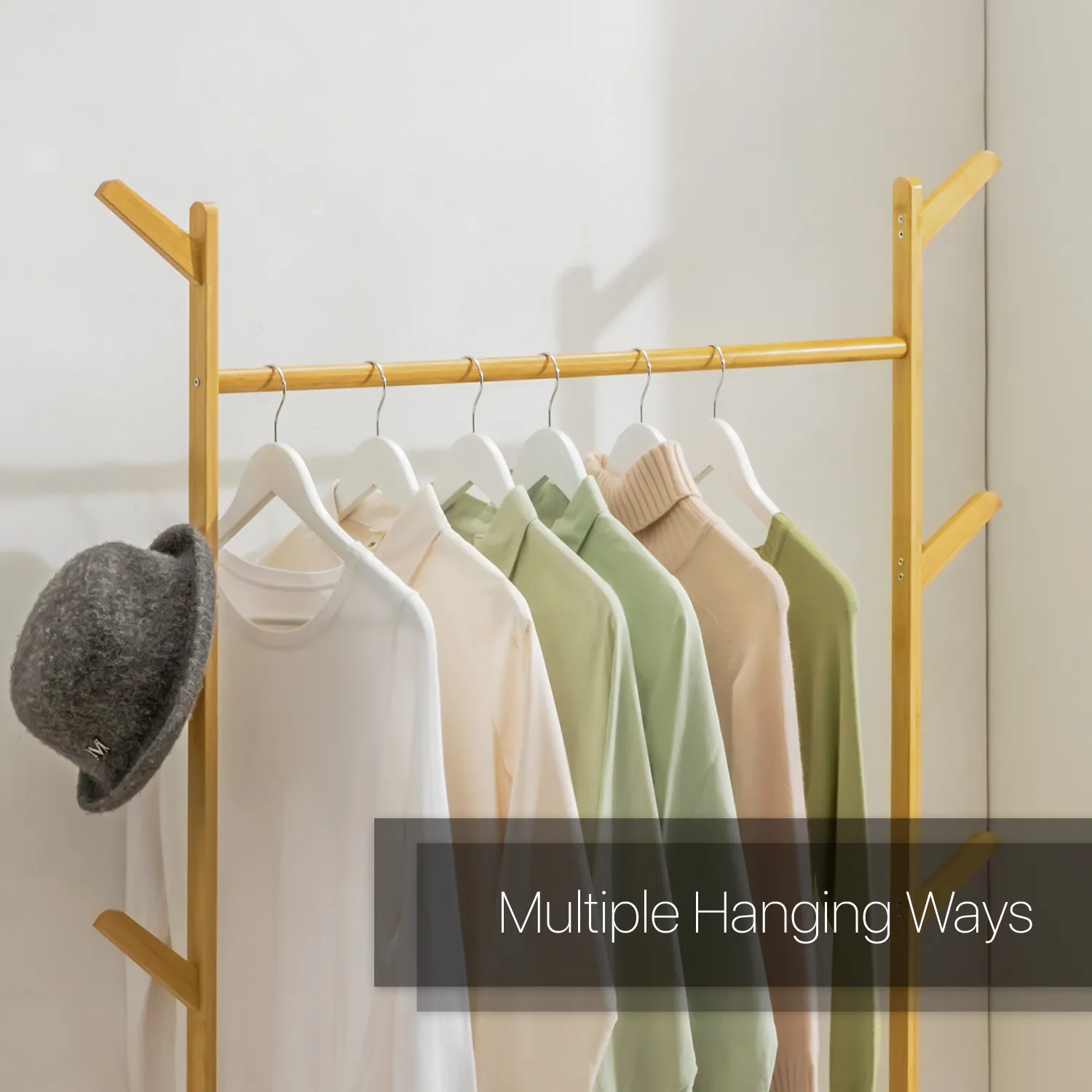 Sliding Garment Clothes Rack - Equal Top - Natural