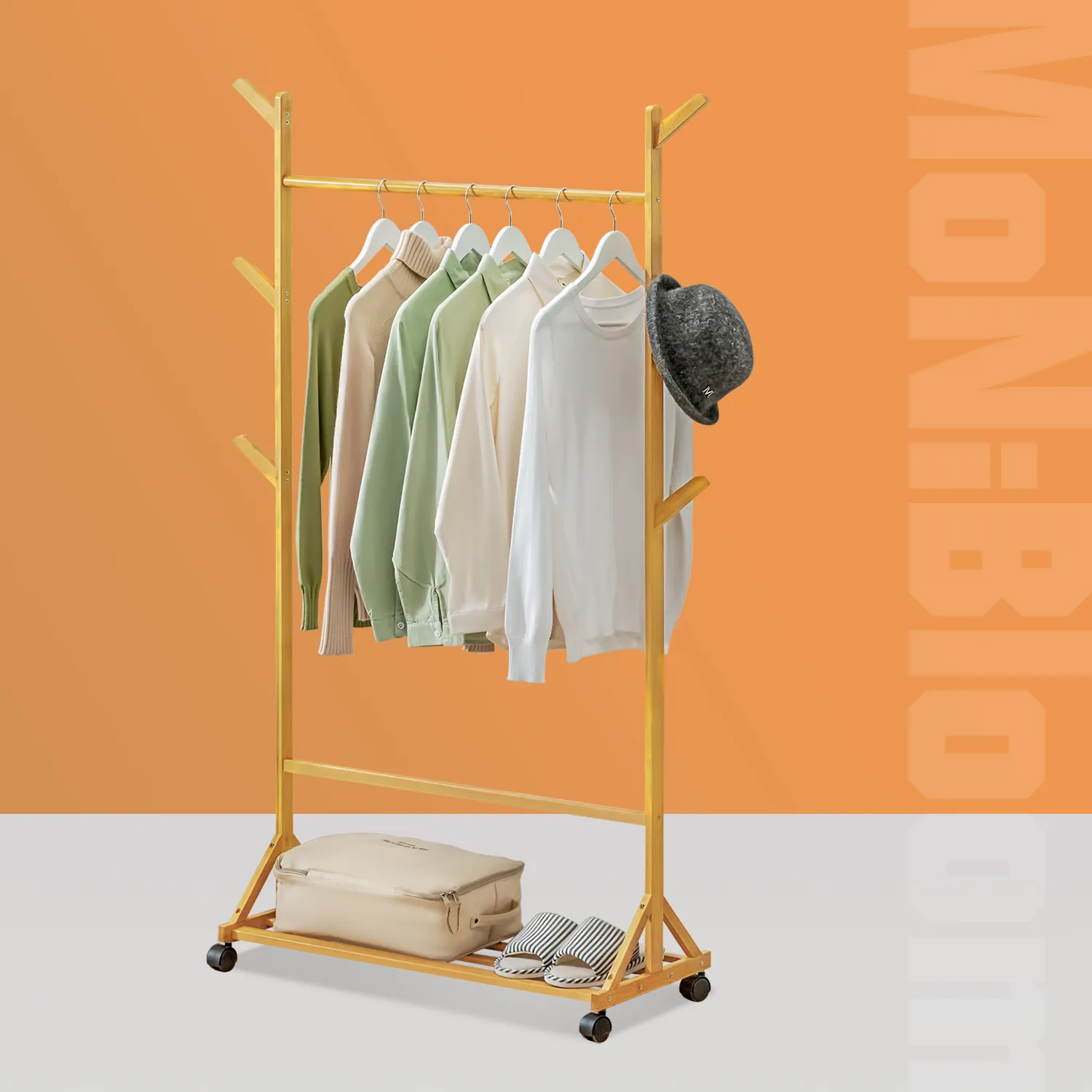 Sliding Garment Clothes Rack - Equal Top - Natural