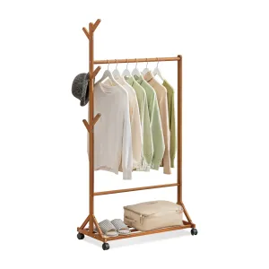 Sliding Garment Clothes Rack - Unequal Top - Brown