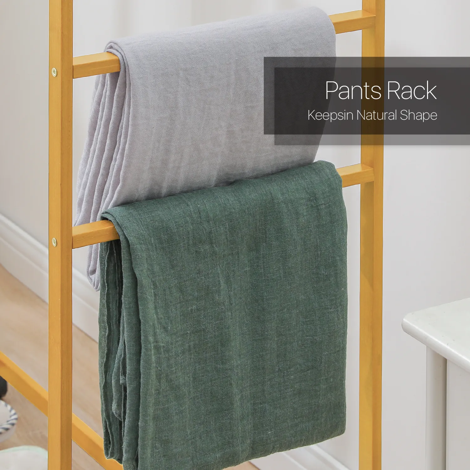 Sliding Garment Double Hanging Clothes Rack - Natural