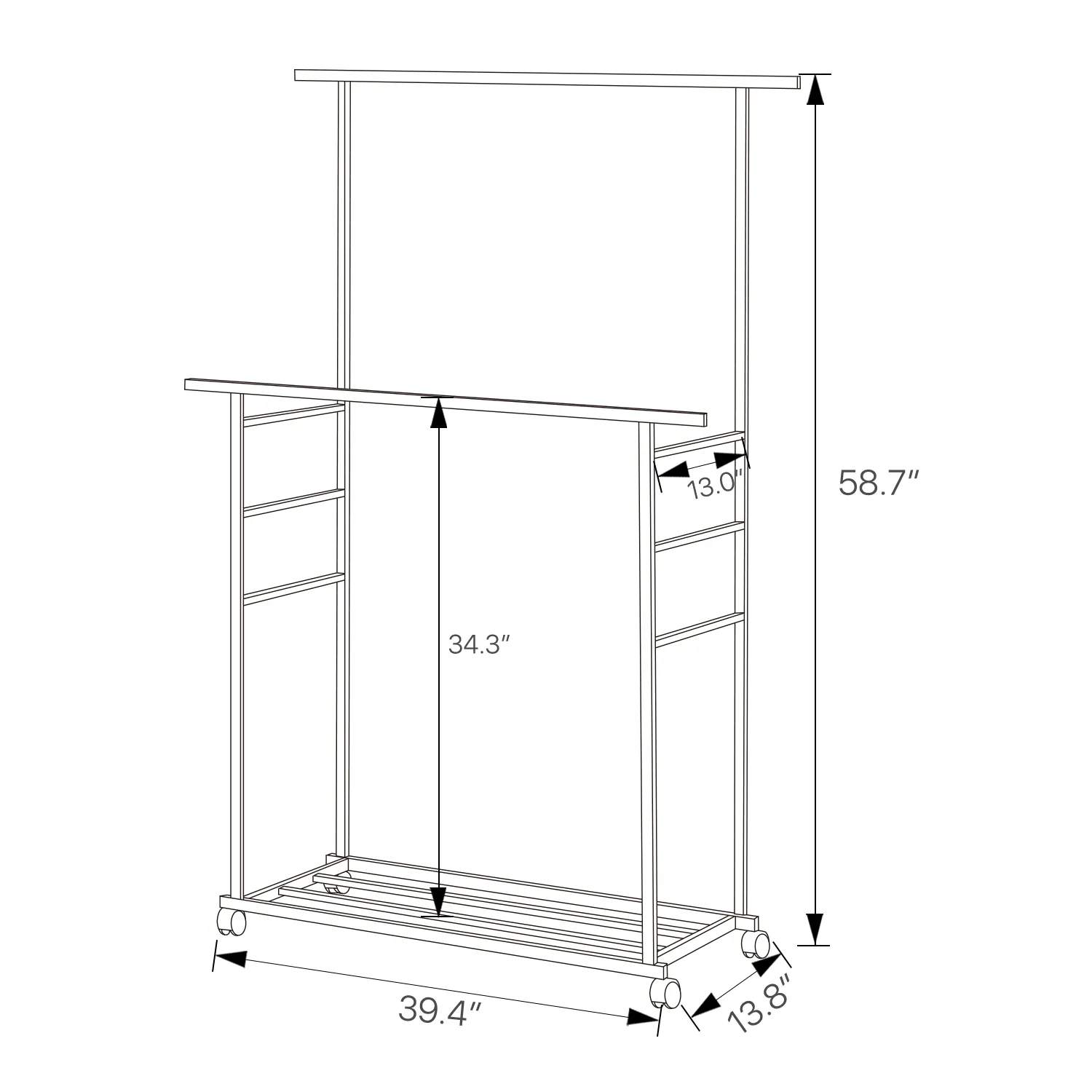 Sliding Garment Double Hanging Clothes Rack - Natural