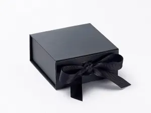 Small Black Luxury Gift box with magnetic closure, and ribbon (Pack of 12)