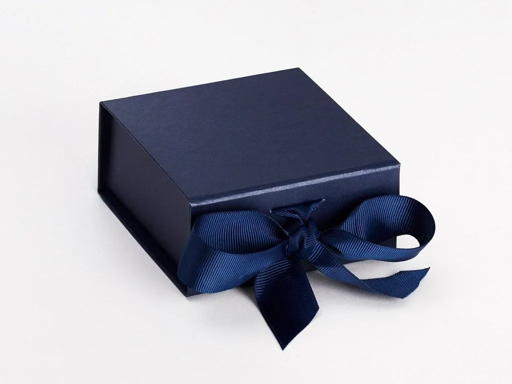 Small Pearlescent Navy Luxury Gift box with magnetic closure, and ribbon (Pack of 12)