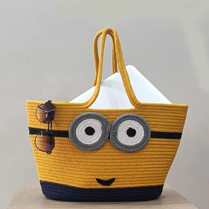 Super Cute Minion Design Handmade Cotton Dori Tote Bag