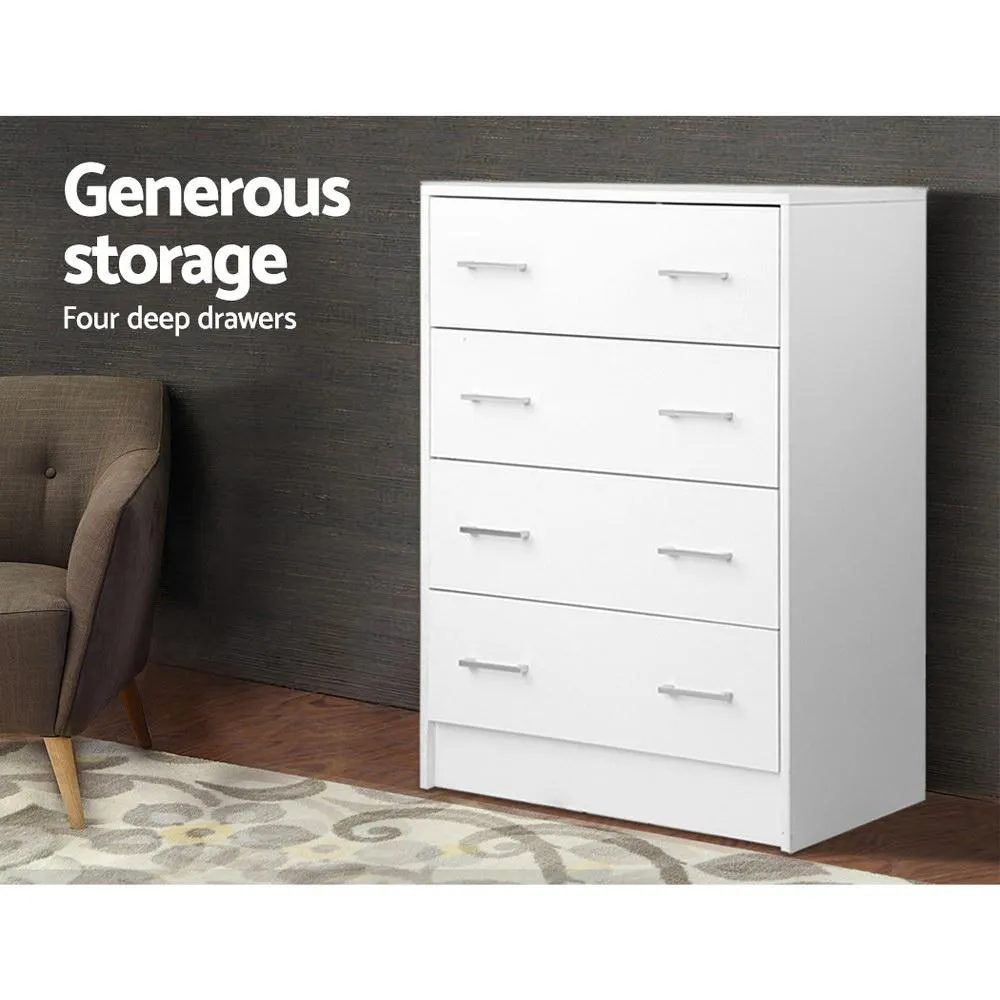 Tallboy 4 Drawers Storage Cabinet - White