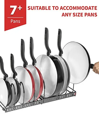 THIS EXPANDING ORGANIZER RACK THAT CAN FIT UP TO SEVEN PANS