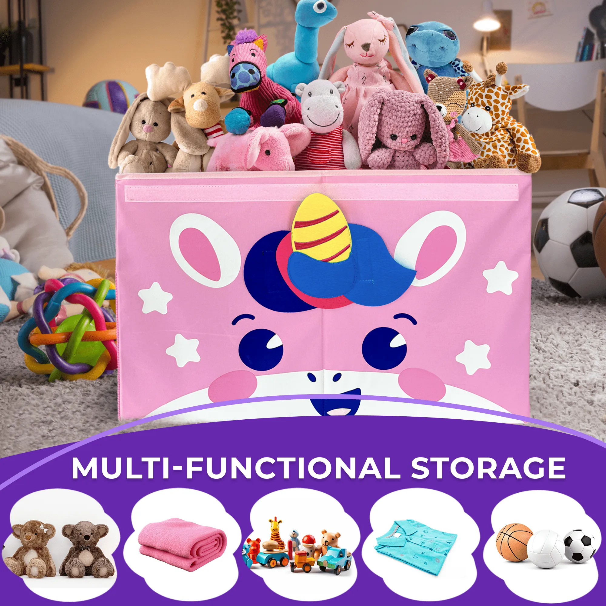 Toy Storage Box for Kids | Set of 2 Unicorn & Koala