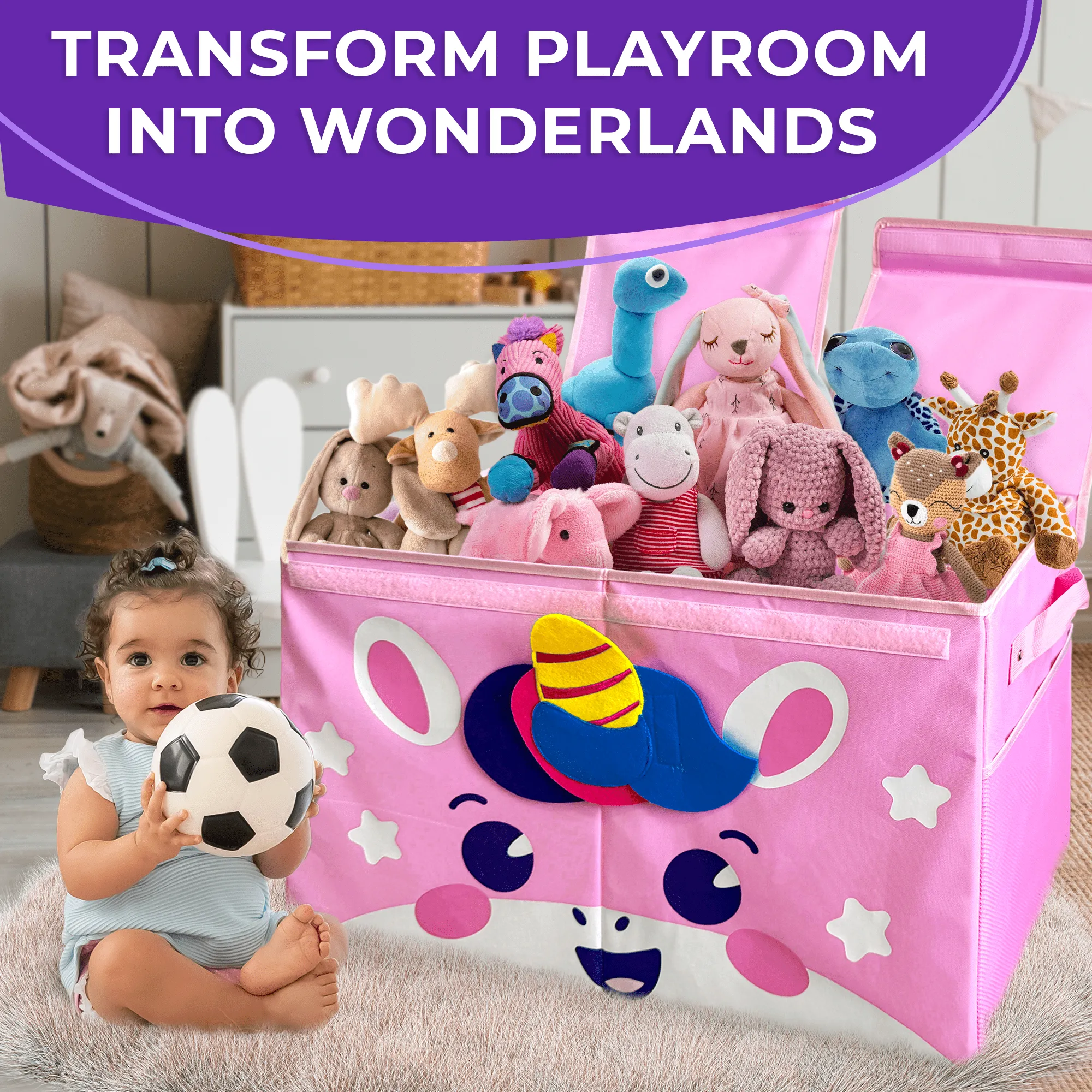 Toy Storage Box for Kids | Set of 2 Unicorn & Koala