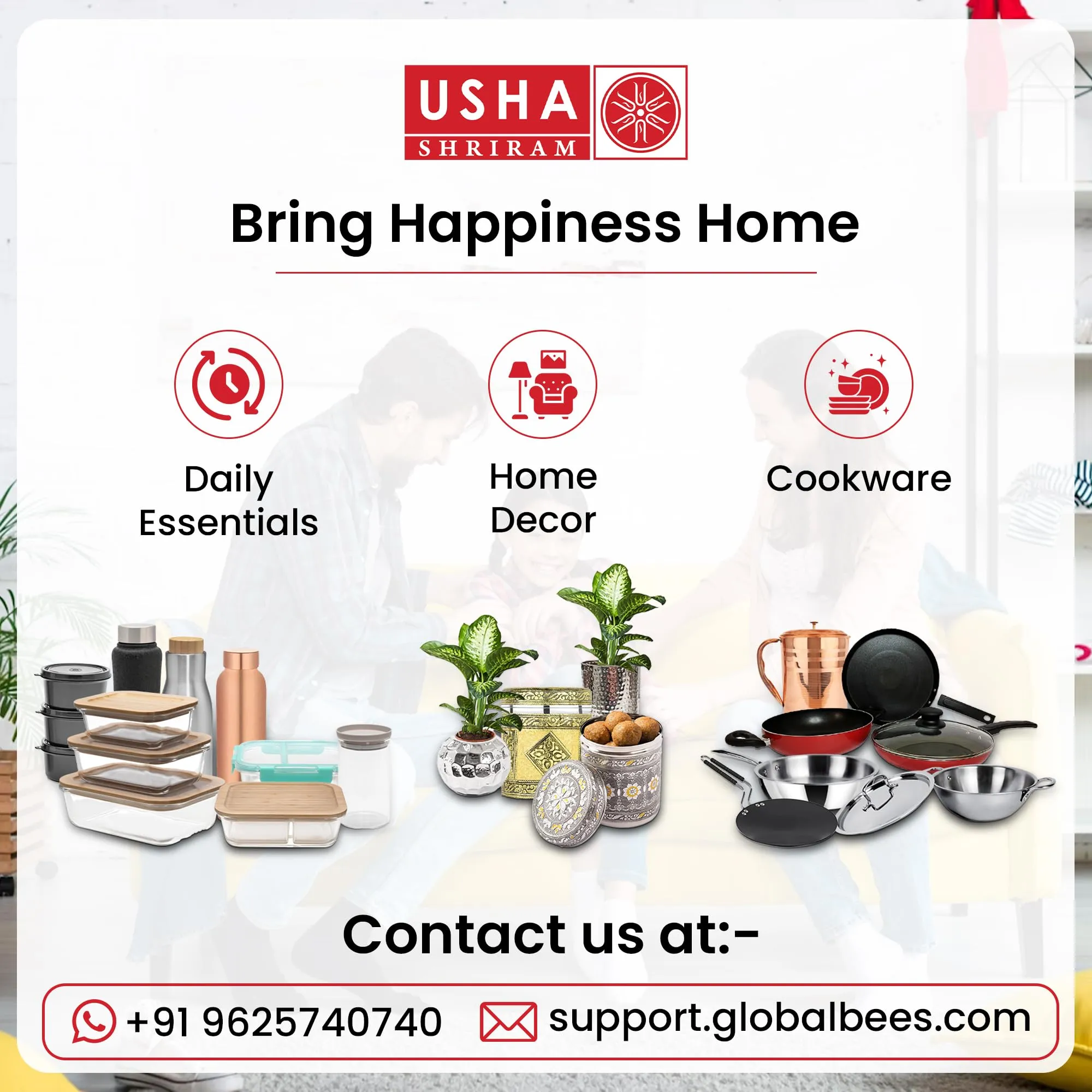 USHA SHRIRAM Food Storage Conatiner with Airtight Lid | Borosilicate Glass Container For Kitchen Storage Set| Glass Container With Lid For Fridge Storage| Borosilicate Bowl (4 Pcs - 1L each)