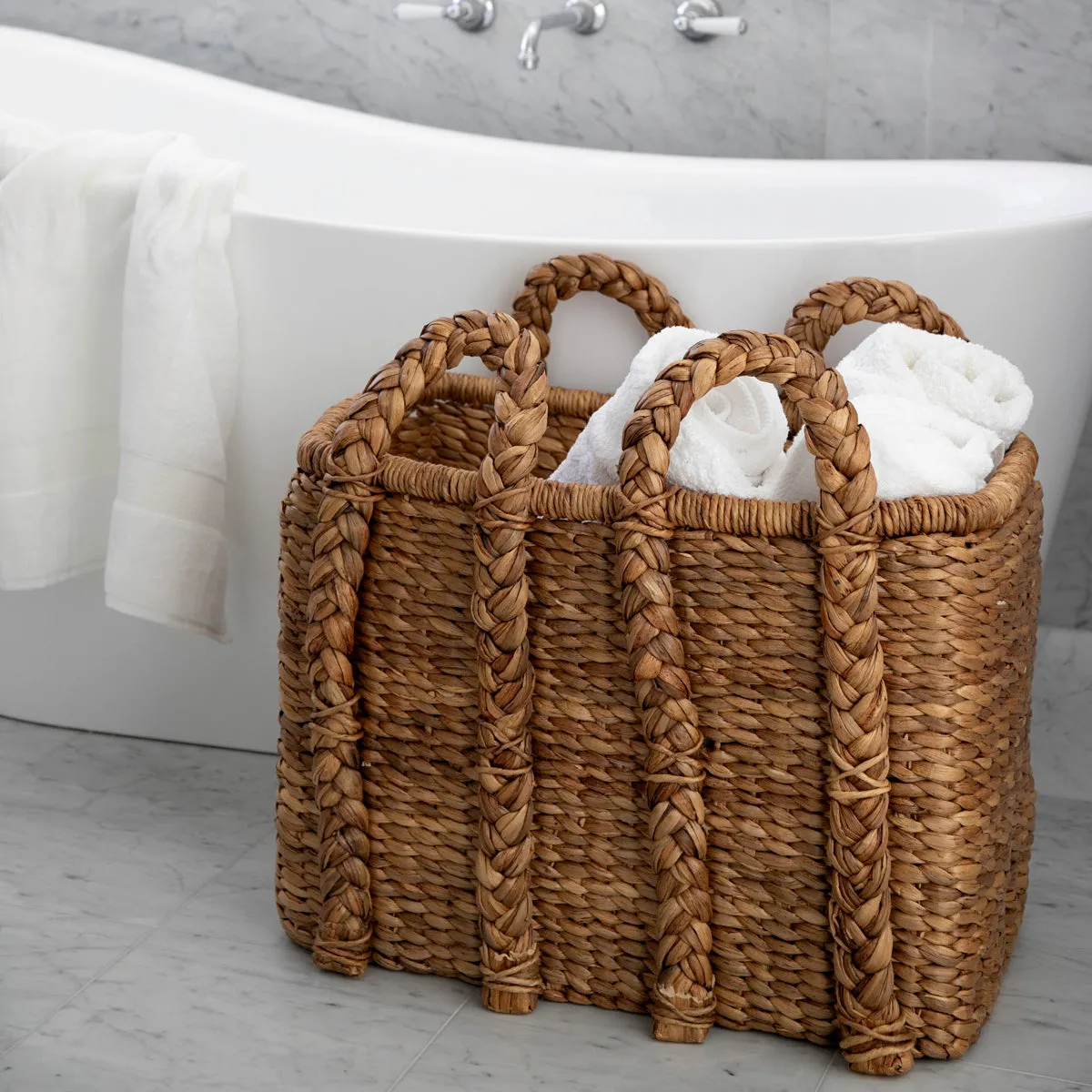 Water Hyacinth Baskets With Handles Rectangular