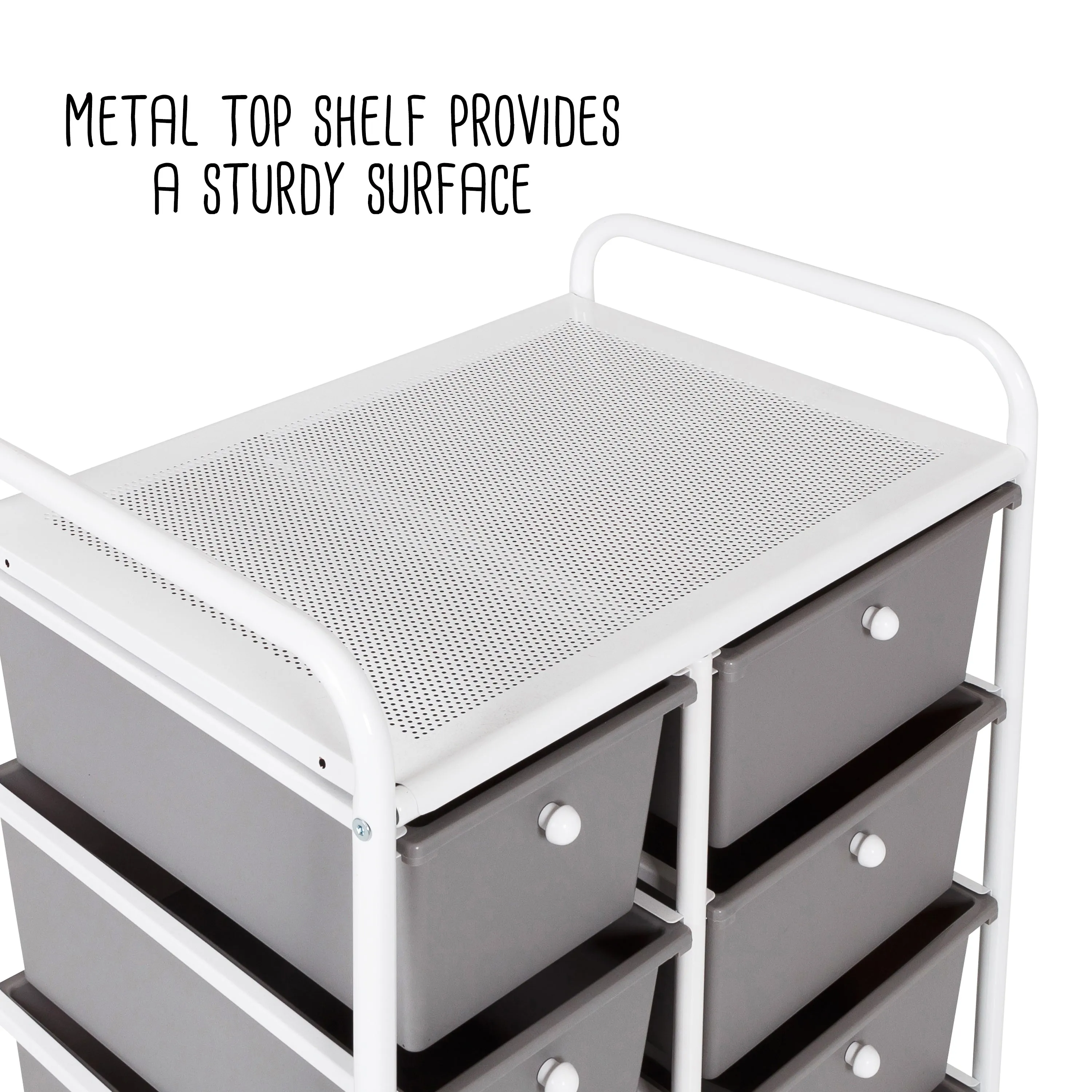 White/Gray Plastic 8-Drawer Storage Cart