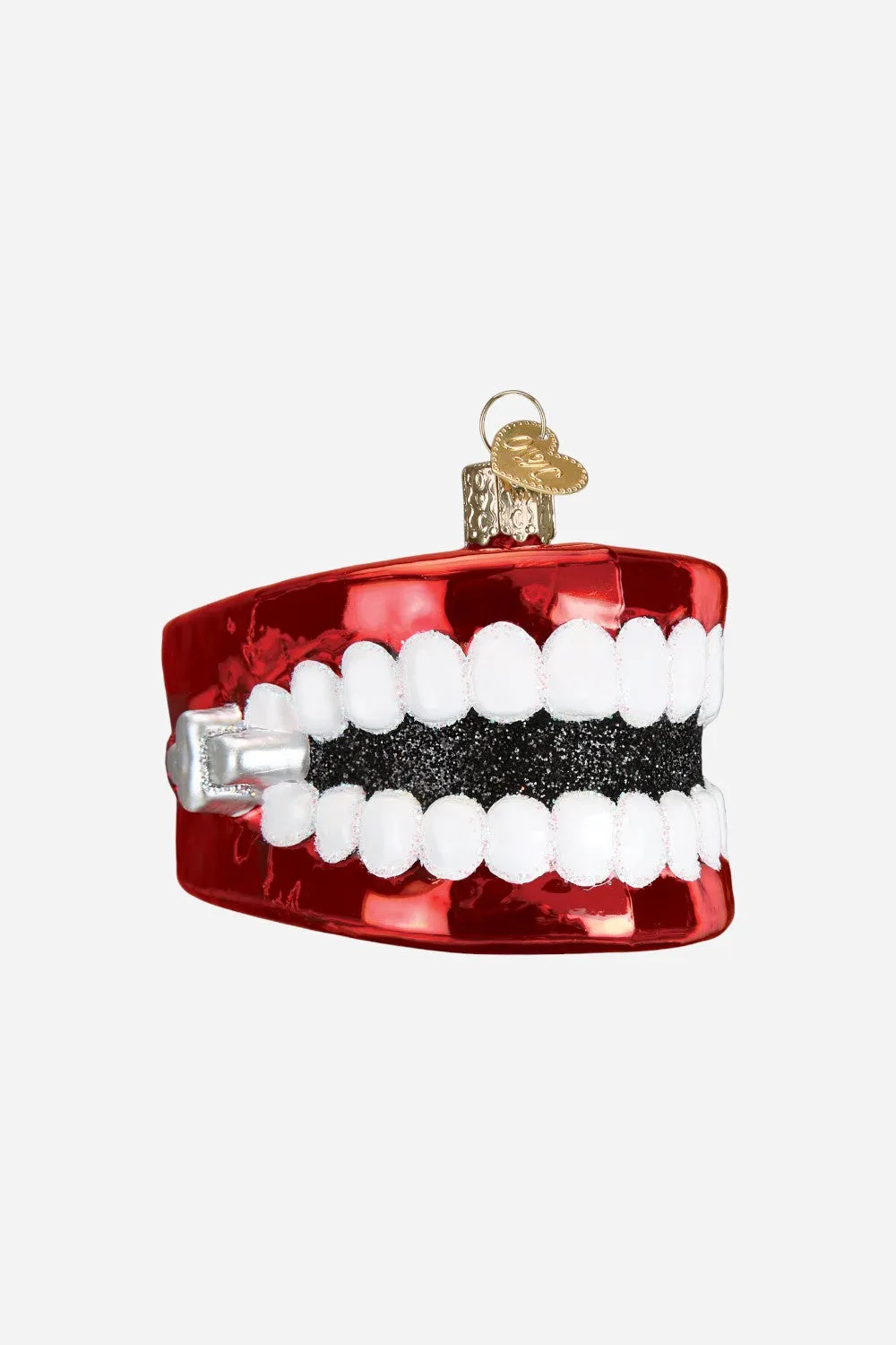 Wind Up Teeth Glass Ornament