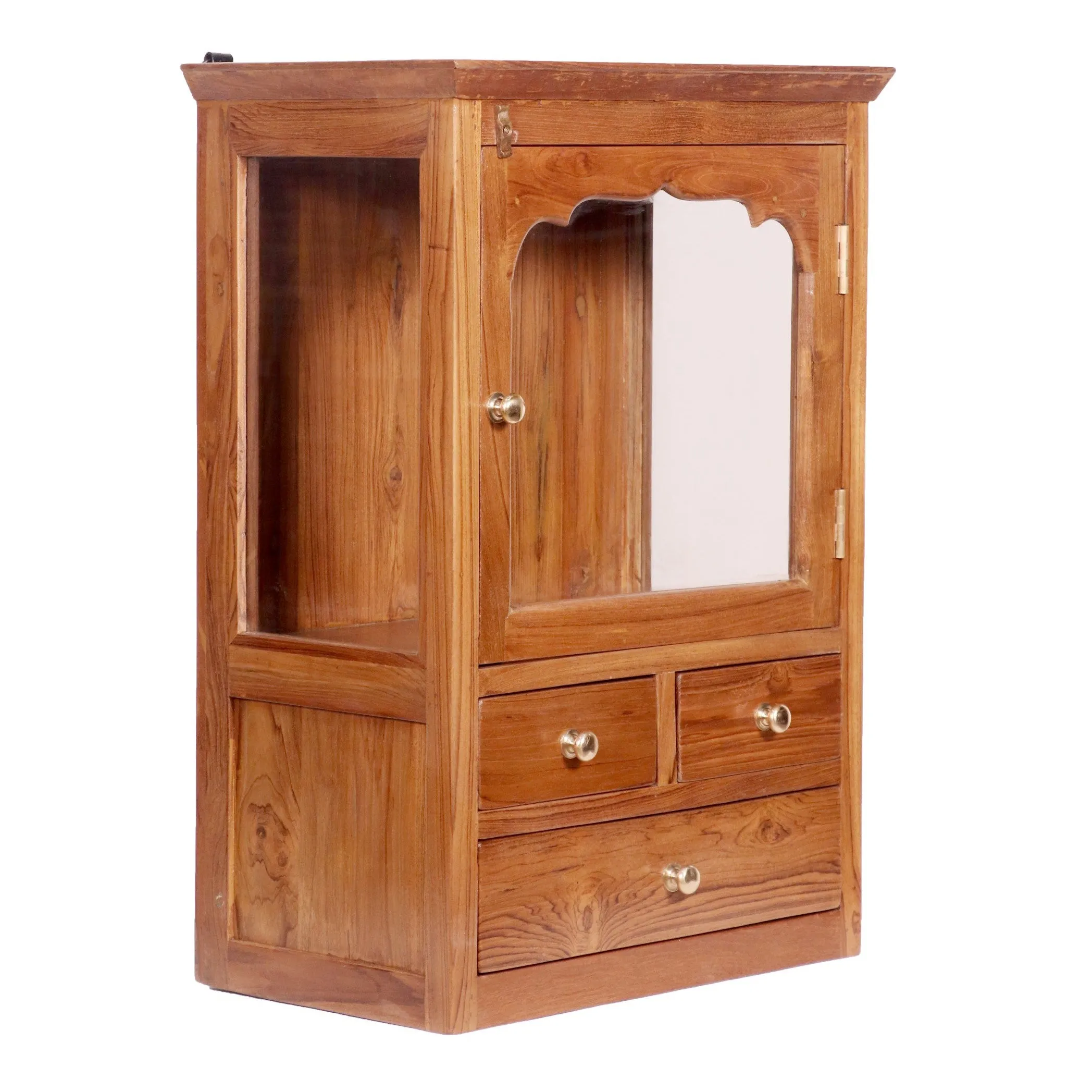 Wooden 3 Drawer 1 Glass Door Wall Cabinet