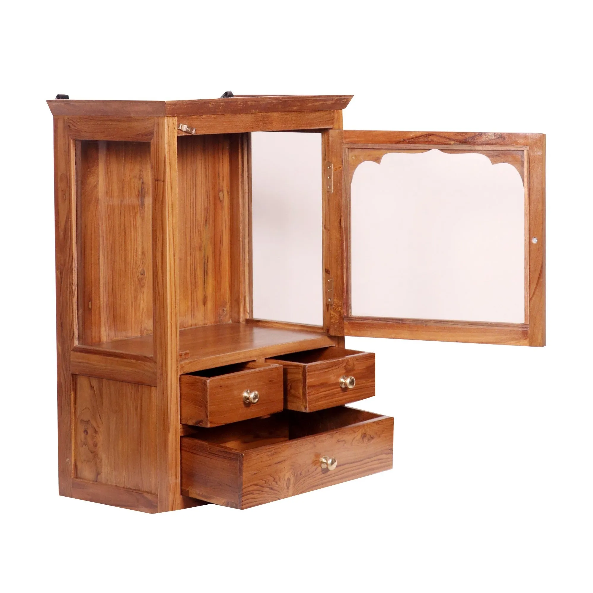 Wooden 3 Drawer 1 Glass Door Wall Cabinet