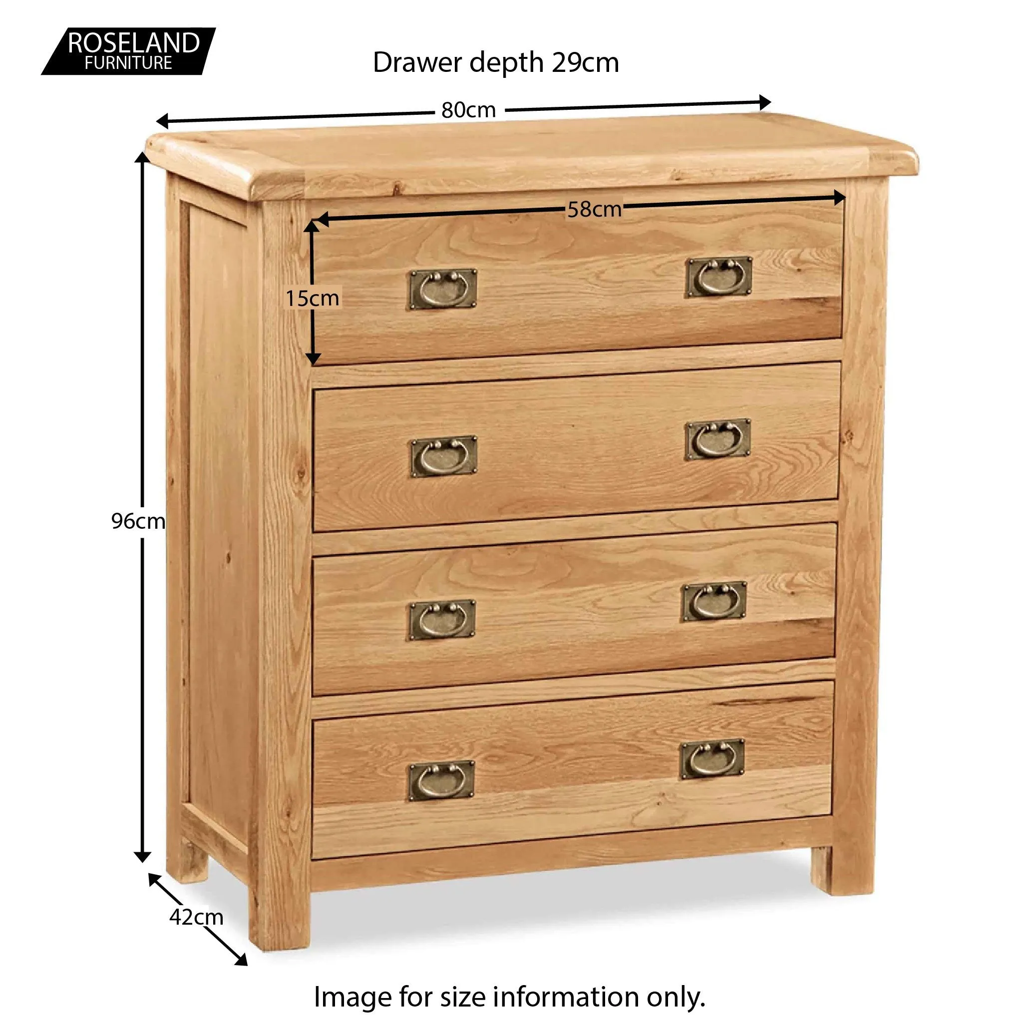 Zelah Oak 4 Drawer Chest